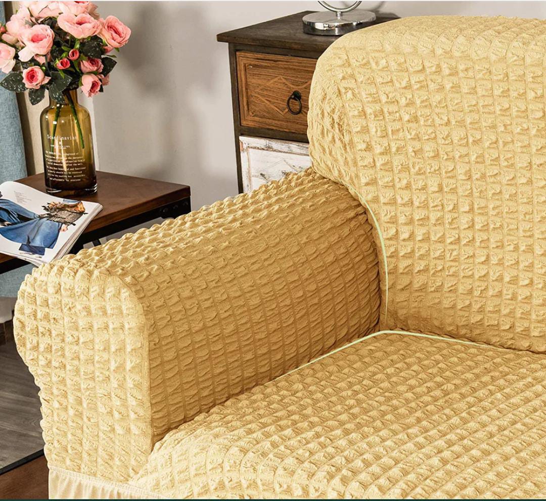 New Turkish Bubble Sofa Cover Golden (Stretchable Stuff No Size issue)