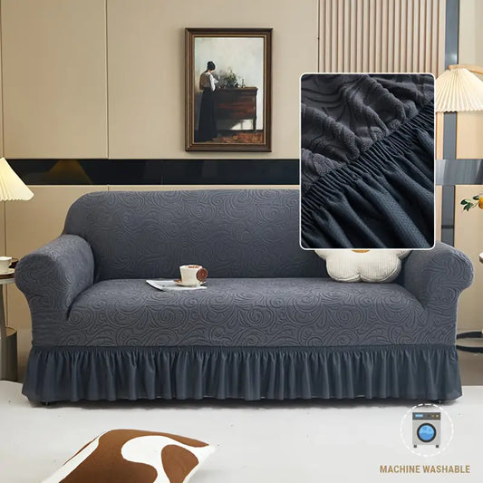 Premium Velvet Zebra Style Premium Sofa Cover - Gray (Stretchable Stuff No Size issue)