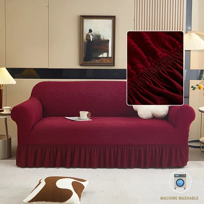 Premium Velvet Zebra Style Premium Sofa Cover - Maroon (Stretchable Stuff No Size issue)