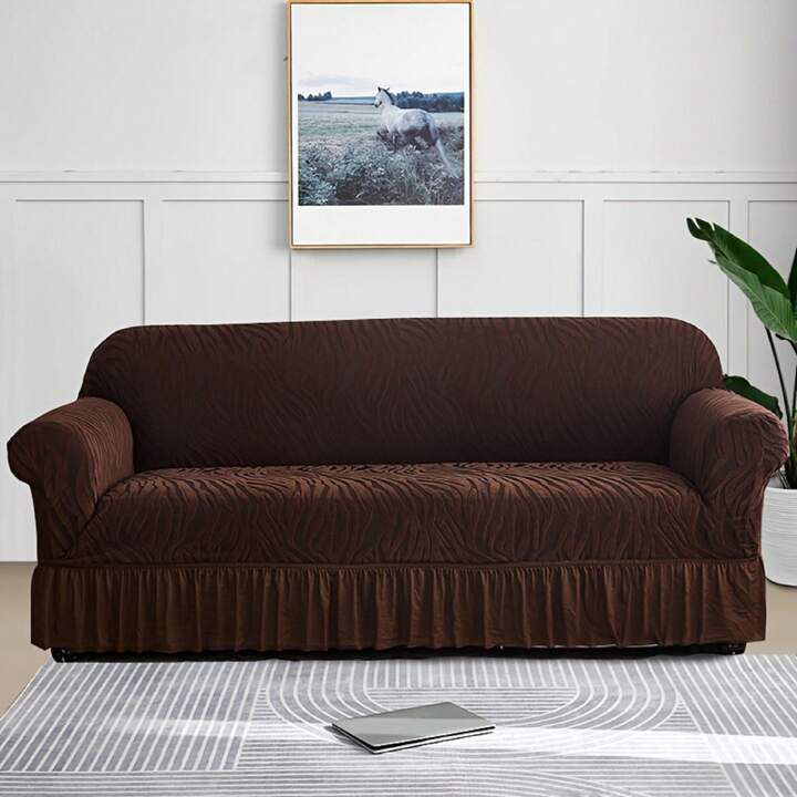 Velvet Stuff Zebra Style Premium Sofa Cover - Brown (Stretchable Stuff No Size issue)