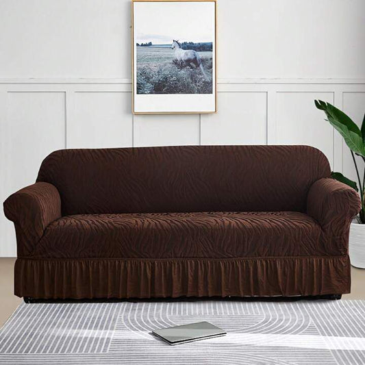 Velvet Stuff Zebra Style Premium Sofa Cover - Brown (Stretchable Stuff No Size issue)