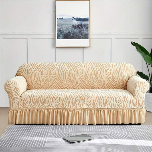 Velvet Stuff Zebra Style Premium Sofa Cover - Golden (Stretchable Stuff No Size issue)