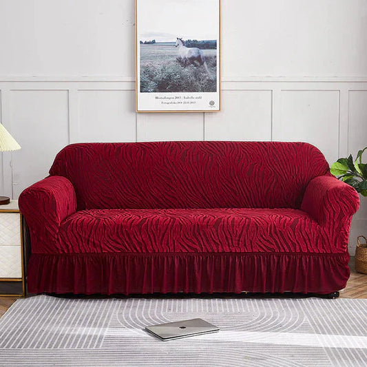 Velvet Stuff Zebra Style Premium Sofa Cover - Maroon (Stretchable Stuff No Size issue)