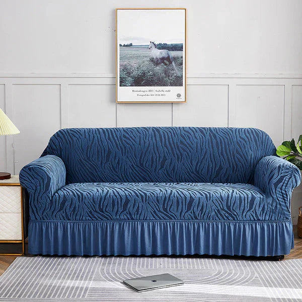 Velvet Stuff Zebra Style Premium Sofa Cover - Blue (Stretchable Stuff No Size issue)