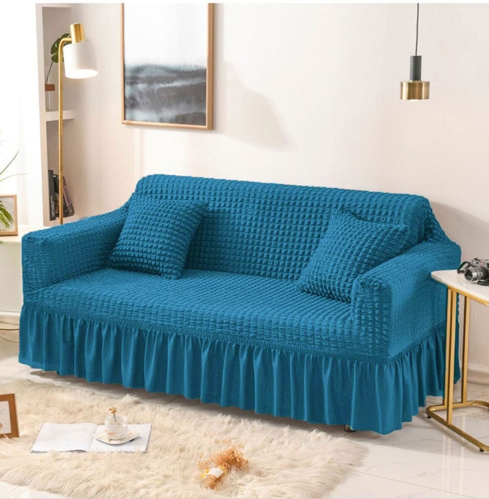 Ruffled Premium Bubble Sofa Cover Zinc (Stretchable Stuff No Size issue)