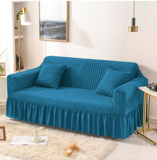 Ruffled Premium Bubble Sofa Cover Zinc (Stretchable Stuff No Size issue)