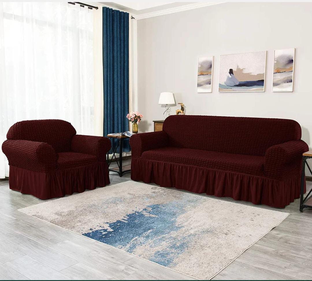 New Turkish Bubble  Sofa Cover Maroon (Stretchable Stuff No Size issue)