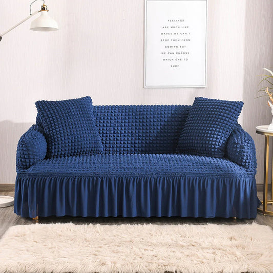 New Turkish Bubble Sofa Cover Blue (Stretchable Stuff No Size issue)