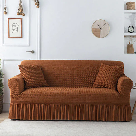 Ruffled Premium Bubble Sofa Cover Cooper (Stretchable Stuff No Size issue)