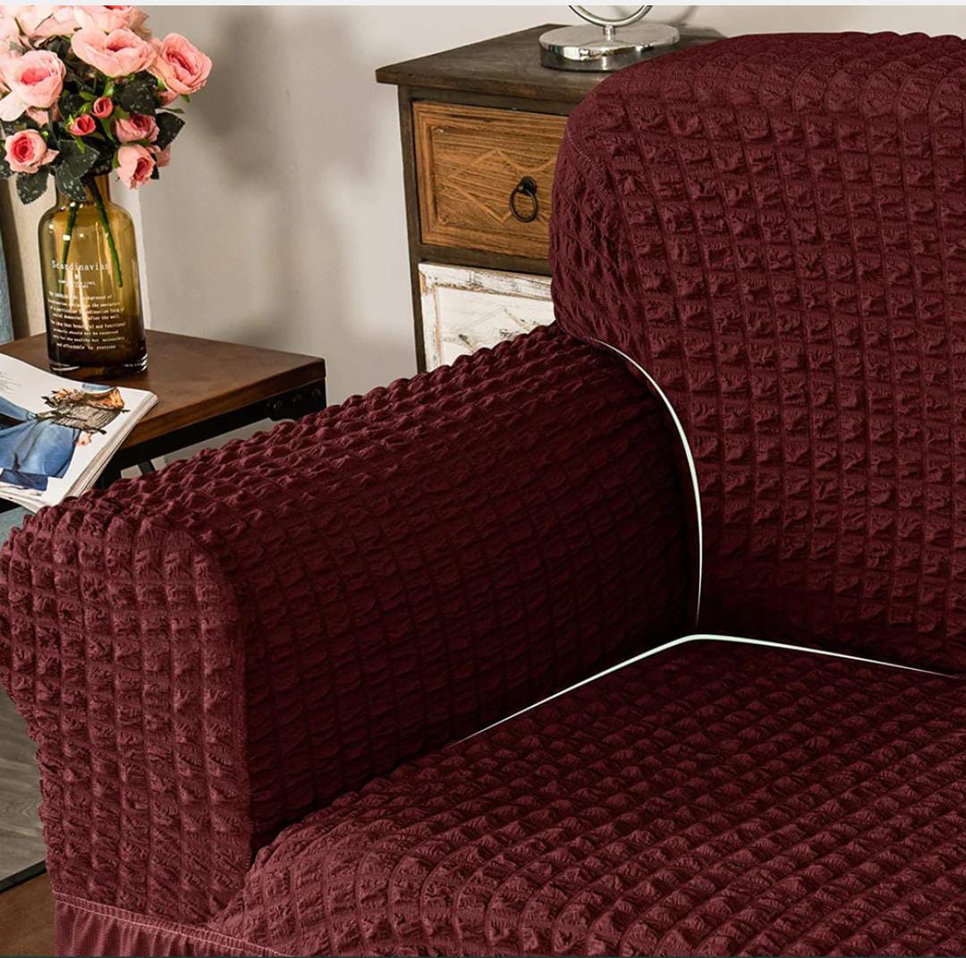 New Turkish Bubble  Sofa Cover Maroon (Stretchable Stuff No Size issue)