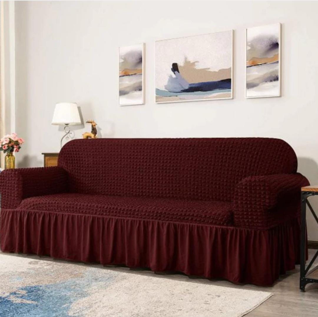 New Turkish Bubble  Sofa Cover Maroon (Stretchable Stuff No Size issue)